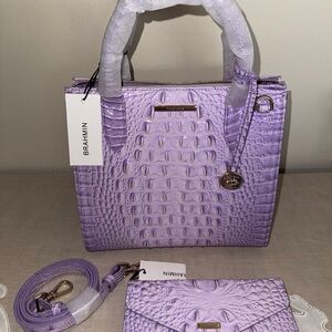 Brahmin Small Caroline lavender with matching wallet NWT
